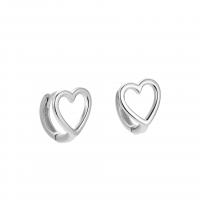 925 Sterling Silver Huggie Hoop Earring Heart plated for woman & hollow Sold By Pair