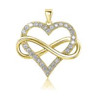 Cubic Zirconia Micro Pave 925 Sterling Silver Pendant Heart plated DIY & micro pave cubic zirconia & hollow Sold By Pair