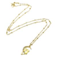 Cubic Zircon Micro Pave Brass Necklace, gold color plated, micro pave cubic zirconia & for woman, 10x19mm, Length:Approx 18 Inch, Sold By PC