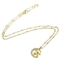 Cubic Zircon Micro Pave Brass Necklace, gold color plated, micro pave cubic zirconia & for woman, 15x17mm, Length:Approx 18 Inch, Sold By PC