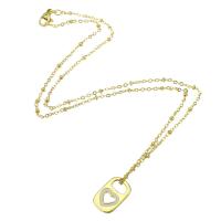 Messing Halskette, Rechteck, goldfarben plattiert, für Frau & Emaille & hohl, 10x17mm, Länge:ca. 18 ZollInch, verkauft von PC
