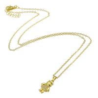 Cubic Zircon Micro Pave Brass Necklace, Bear, gold color plated, micro pave cubic zirconia & for woman, 10x16mm, Length:Approx 19.5 Inch, Sold By PC