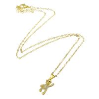 Cubic Zircon Micro Pave Brass Necklace Bear gold color plated micro pave cubic zirconia & for woman Length Approx 19.5 Inch Sold By PC
