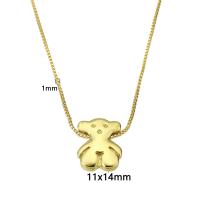 Brass Necklace, Bear, gold color plated, for woman, 11x14mm, Length:Approx 17.5 Inch, Sold By PC