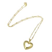 Cubic Zircon Micro Pave Brass Necklace, Heart, gold color plated, micro pave cubic zirconia & for woman & hollow, 21x21mm, Length:Approx 17.5 Inch, Sold By PC
