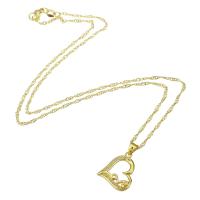 Cubic Zircon Micro Pave Brass Necklace, Heart, gold color plated, micro pave cubic zirconia & for woman & hollow, 17x19mm, Length:Approx 18 Inch, Sold By PC