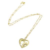 Cubic Zircon Micro Pave Brass Necklace, Heart, gold color plated, micro pave cubic zirconia & for woman & hollow, 21x21mm, Length:Approx 18 Inch, Sold By PC