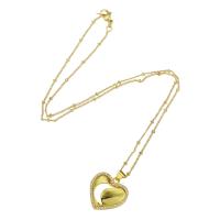 Cubic Zircon Micro Pave Brass Necklace, Heart, gold color plated, micro pave cubic zirconia & for woman & hollow, 20x20mm, Length:Approx 17.5 Inch, Sold By PC
