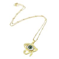 Cubic Zircon Micro Pave Brass Necklace with Plastic Eye gold color plated for woman & hollow Length Approx 17.5 Inch Sold By PC