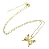Cubic Zircon Micro Pave Brass Necklace, Butterfly, gold color plated, micro pave cubic zirconia & for woman, 21x18mm, Length:Approx 18.5 Inch, Sold By PC