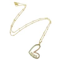 Cubic Zircon Micro Pave Brass Necklace, Heart, gold color plated, micro pave cubic zirconia & for woman, multi-colored, 21x18mm, Length:Approx 17.5 Inch, Sold By PC
