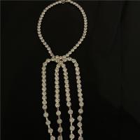 Fashion Fringe Necklace, Tibetan Style, fashion jewelry & for woman & with rhinestone, nickel, lead & cadmium free, Length:Approx 17.13 Inch, Sold By PC