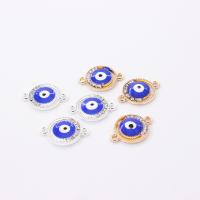 Tibetan Style Connector, Round, evil eye pattern & enamel & with rhinestone, more colors for choice, 18x13x2mm, Sold By PC