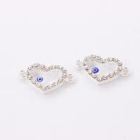 Zinc Alloy Connector Heart plated evil eye pattern & enamel & with rhinestone Sold By PC