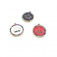Tibetan Style Enamel Pendants, Round, with rhinestone, more colors for choice, 10-25mm, Sold By PC