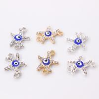 Zinc Alloy Connector Starfish plated evil eye pattern & enamel & with rhinestone Sold By PC