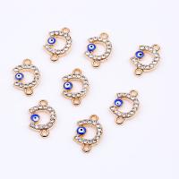 Tibetan Style Connector, plated, evil eye pattern & enamel & with rhinestone, more colors for choice, 16x11x2mm, Sold By PC