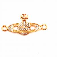 Tibetan Style Connector, plated, with rhinestone, more colors for choice, 33x16x4mm, Sold By PC