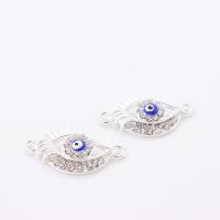 Tibetan Style Connector, Evil Eye, plated, enamel & with rhinestone, more colors for choice, 25x13.70x2.80mm, Sold By PC