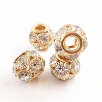 Zinc Alloy European Beads plated DIY & with rhinestone golden Sold By PC