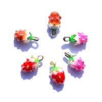 Tibetan Style émail Pendants, alliage de zinc, fraise, plus de couleurs à choisir, 13x6mm, Vendu par PC