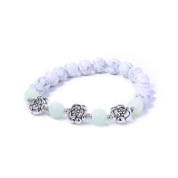 Howlite Bracelet with Night-Light Stone & Zinc Alloy Unisex & luminated mixed colors Length 19 cm Sold By PC