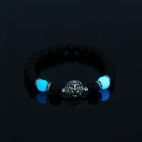 Glass Beads Bracelet, with Night-Light Stone & Tibetan Style, Unisex & luminated, mixed colors, Length:19 cm, Sold By PC