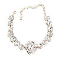 Zinek šperky náhrdelník, s 5.51 extender řetězce, módní šperky & pro ženy & se skleněnou drahokamu, více barev na výběr, Prodáno za 11.22 inch Strand