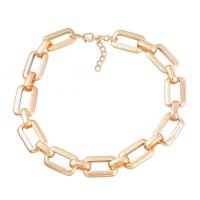 Colar de jóias de liga de zinco, with 2.44 extender chain, banhado, joias de moda & para mulher, dourado, comprimento 16.41 inchaltura, vendido por PC