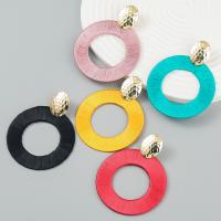 Earring Jewelry, Cotton Thread, with Tibetan Style, fashion jewelry & for woman, more colors for choice, 75x61mm, Sold By Pair