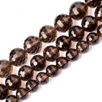 Perles naturelles Quartz fumé, Rond, poli, DIY & normes différentes pour le choix & styles différents pour le choix, bronzé, Vendu par Environ 15.35 pouce brin