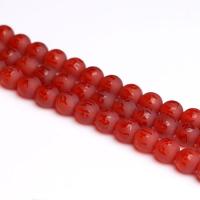 Buddhistiske perler, Red Agate, Runde, poleret, du kan DIY & forskellig størrelse for valg & forskellige stilarter for valg, rød, Solgt Per Ca. 15.35 inch Strand