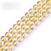 Naturlig Citrin pärlor, Rund, polerad, DIY & olika storlek för val & olika stilar för val, gul, Såld Per Ca 15.35 inch Strand