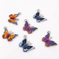 Tibetan Style Enamel Pendants, Butterfly, platinum color plated, Unisex, more colors for choice, nickel, lead & cadmium free, 21x16x2mm, Sold By PC