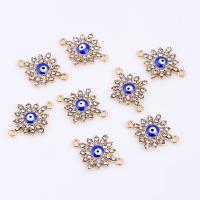 Tibetan Style Connector, plated, DIY & evil eye pattern & enamel & with rhinestone & 1/1 loop, more colors for choice, nickel, lead & cadmium free, 20x15x1.90mm, Sold By PC