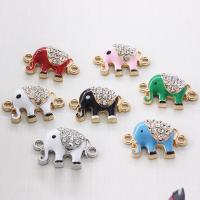 Animal Tibetan Style Connector, Elephant, plated, DIY & enamel & with rhinestone & 1/1 loop, more colors for choice, nickel, lead & cadmium free, 23x16x4mm, Sold By PC