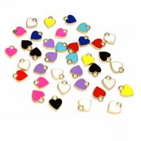 Tibetan Style Enamel Pendants, Heart, gold color plated, Unisex, more colors for choice, nickel, lead & cadmium free, 11x9x2mm, Sold By PC