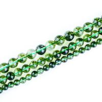Natural Quartz Jewelry Beads Green Phantom Quartz Round DIY Sold Per 14.96 Inch Strand