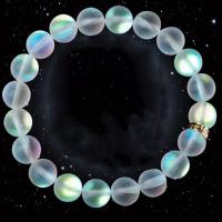 Glass Beads Bracelet, Round, Unisex & frosted, more colors for choice, 8mm, Sold Per 7.09 Inch Strand