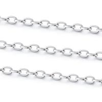 Stainless Steel Oval Chain, 304 Stainless Steel, Vacuum Ion Plating, DIY, original color, 5m/Bag, Sold By Bag