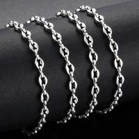 Nehrđajućeg čelika Bar lanac, 304 nehrđajućeg čelika, možete DIY & šupalj, izvorna boja, 7x4.50mm, 5m/Torba, Prodano By Torba
