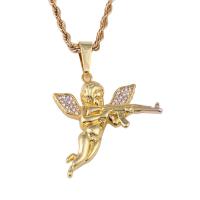 Tibetan Style Jewelry Necklace, Angel, plated, Unisex & with rhinestone, more colors for choice, nickel, lead & cadmium free, 40.50x37.30mm, Length:Approx 23.6 Inch, Sold By PC
