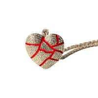 Zinklegierung Schmuck Halskette, Herz, plattiert, für Frau & Emaille & mit Strass, keine, frei von Nickel, Blei & Kadmium, 36x50.50mm, Länge:ca. 23.6 ZollInch, verkauft von PC