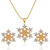 Tibetan Style Jewelry Sets, Stud Earring & necklace, with 3.14inch extender chain, Snowflake, plated, 2 pieces & for woman & with rhinestone, more colors for choice, nickel, lead & cadmium free, 20mm, Length:Approx 18.8 Inch, Sold By Set