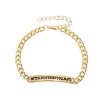 Tibetan Style Bracelet, plated, twist oval chain & with letter pattern & for woman, more colors for choice, nickel, lead & cadmium free, Length:Approx 9.6 Inch, Sold By PC