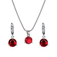 Zinc Alloy Jewelry Sets earring & necklace with 2inch extender chain Round platinum color plated 2 pieces & micro pave cubic zirconia & for woman nickel lead & cadmium free 24mm 9mm Length Approx 16.1 Inch Sold By Set