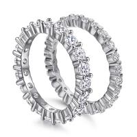 Cubic Zirconia Micro bana Sterling Silver ringar, 925 sterling silver, platinerade, olika storlek för val & olika stilar för val & micro bana cubic zirconia & för kvinna, Storlek:5-10, Säljs av PC