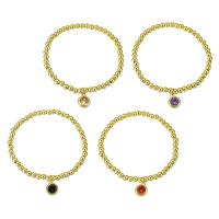Befestiger Zirkonia Messing Armband, Stern, goldfarben plattiert, Micro pave Zirkonia & für Frau, keine, Länge:ca. 7 ZollInch, verkauft von PC