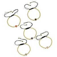 Bracelet cubique en laiton zircon pavent, Placage de couleur d'or, Réglable & pavé de micro zircon & pour femme, plus de couleurs à choisir, Longueur:Environ 10 pouce, Vendu par PC