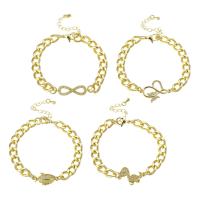 Bracelet cubique en laiton zircon pavent, Placage de couleur d'or, styles différents pour le choix & pavé de micro zircon & pour femme, Vendu par PC
